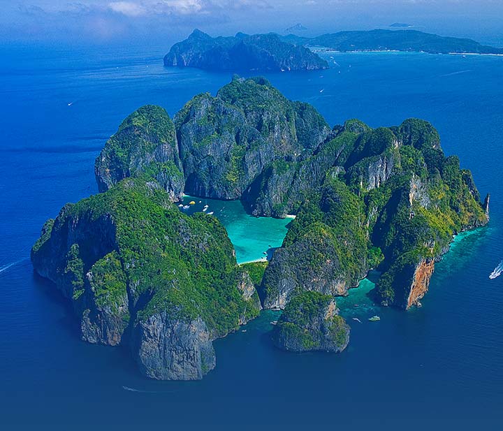 Birds eye view of Phi Phi Island